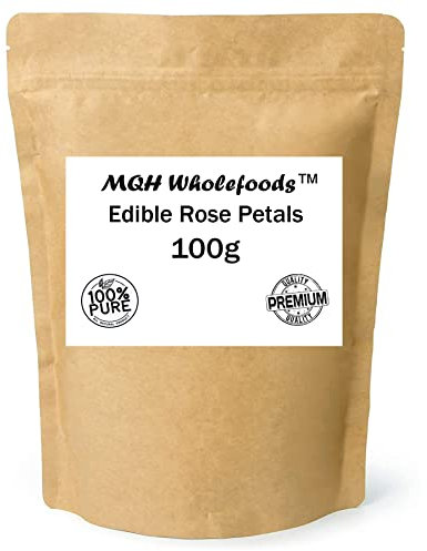 MQH Wholefoods™ Edible & Dried Rose Petals Herbal Tea Decaf Potpourri Etc Choose From 50+ Varieties Single And Mixed Blends (100g Edible Rose Petals)