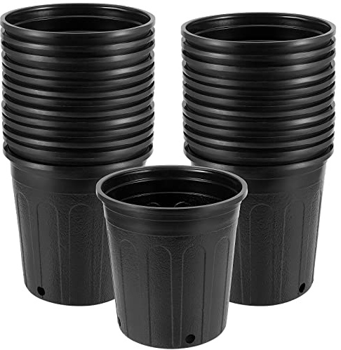 JEUIHAU Lot de 26 pots de fleurs flexibles de 3,8 l en plastique noir pour pépinière, pots de fleurs de 3,8 l avec drainage, pot de démarrage pour plantes, peut contenir 4 litres