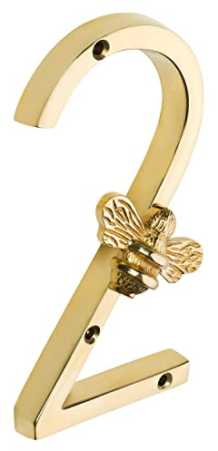 Hausnummer aus goldfarbenem Messing mit Bienen Design Modernes 5 Zoll Türschild, Nummernschilder, Plaketten, Straßen/Hausadresszahlen (2)