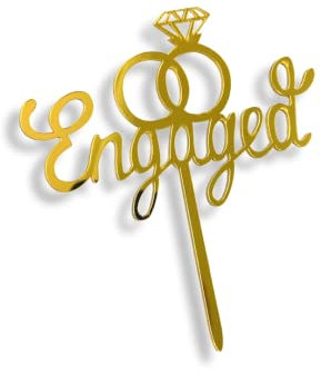 Craft Cart Acrylic Cake Topper Engaged Wedding Anniversary Couple Diamond Heart Ring