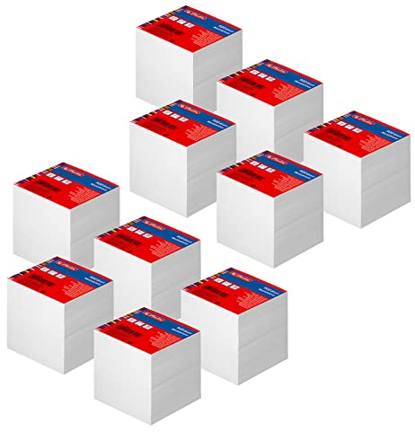 Herlitz 10 Notizklötze geleimt 9x9x9 cm Weiß Blanko Notizzettel 900 Blatt