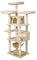 Wiltec Kratzbaum Beige mit Pfotenmotiv 172 cm, Katzenkratzbaum mit Plattformen und Katzenhäuser, Katzenbaum mit Hängematte, Kletterbaum für Katzen