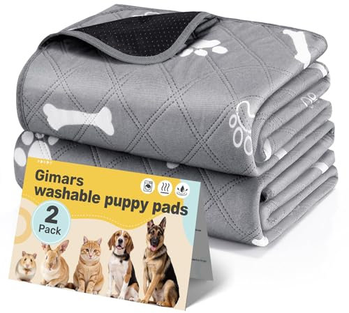 Gimars 2 Pezzi 【100×70 cm】Tappetini Lavabili per Cani, Tappetino per Addestramento Riutilizzabile, Assorbente, Antiscivolo e A Prova di Perdite, Ideale per Gatti, Cani, Conigli e Porcellini d'India
