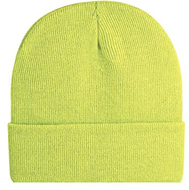 Wintermütze, Unisex-Mütze, 100 % Acryl, 22 Farben, Wintermütze für Damen, Wintermütze für Herren, neongelb, One size