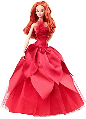 Barbi Barbie Signature 2022 Holiday Collectible, cheveux rouges, support de poupée, emballage affichable, cadeau de collection