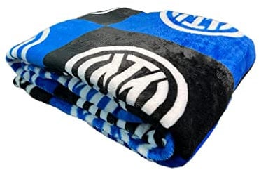 Inter, Kuscheldecke mit Logo, Plaid für Sofa und Bett, 150 x 210 cm, Soft Touch, Schwarz/Hellblau, offizielles Produkt