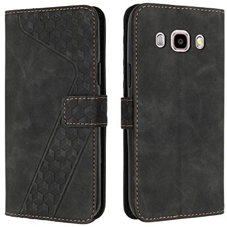 OKZone Funda para Samsung Galaxy J710/J7 2016, PU Cuero Flip Carcasa Fundas Móvil de Tapa Libro Caso Piel PU para Samsung J710/J7 2016, Carcasa con Tapa Case Telefono Móvil Cover (Negro)