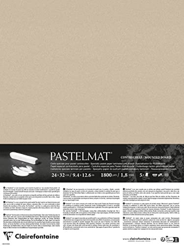Clairefontaine 796015C - Pastelmat Laminated Paper - 5 Laminated Sheets Special Card for Dry Pastels - 24x32 cm 360g 1.8 mm - Sand colour - Made in France