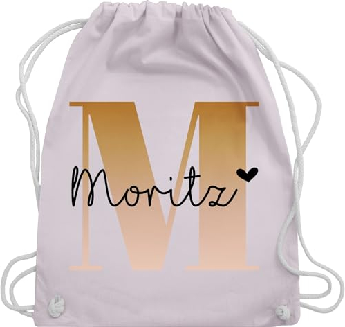 Turnbeutel Rucksack - Initialen - Name und Buchstabe - Unisize - Pastell Rosa - baumwolle sportrucksack kindergarten weihnachtsgeschenke kordel tasche für kita individuelle geschenke kinder