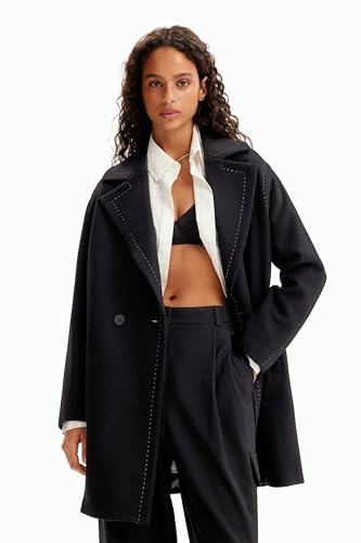 Desigual Women's Coat_Stitch Woman Woven Overcoat, Black, M