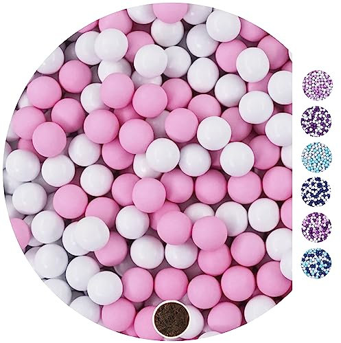 EinsSein 1kg Palline di cioccolato Mix piccolo bianco-rosa matrimonio battesimo nascita comunione confettata cresima nascita confettis alla laurea decorazioni bimba bomboniere senza mandorla cuoricini