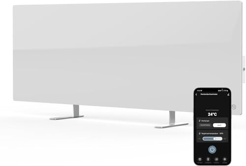 AENO Smart Panel Infrarotheizung mit Thermostat, WiFi - 700W Infrarot Energiesparend, Wandmontage oder Standgerät - Reddot Winner 2023, Weiß