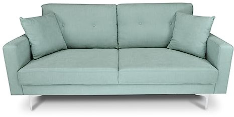 SAMIRA Divano 3 posti in tessuto vellutato verde Tiffany piedi in metallo mod. Cloe