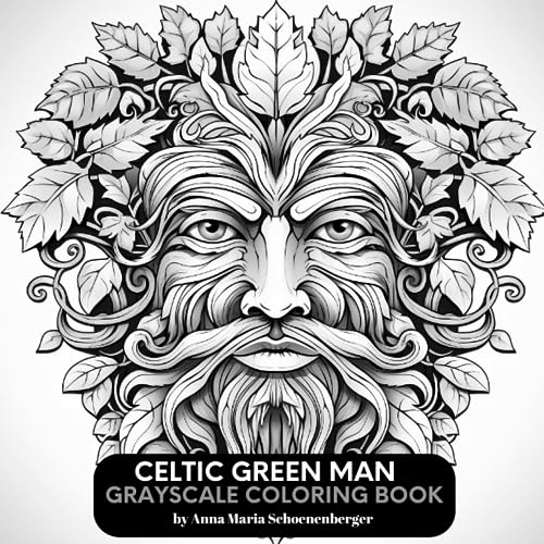 CELTIC GREEN MAN Grayscale Coloring Book