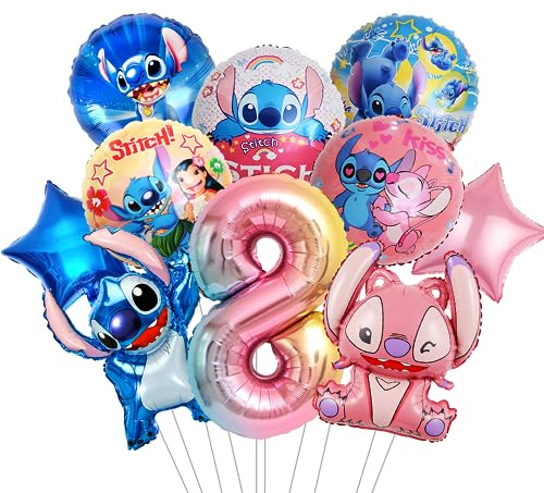 Kindergeburtstag Deko Luftballons 8 Jahre, Blau und Rosa Ballons Geburtstags 8 Jahre, Themed Party Supplies Folienballon für Junge Mädchen zum 8. Geburtstag Party Deko