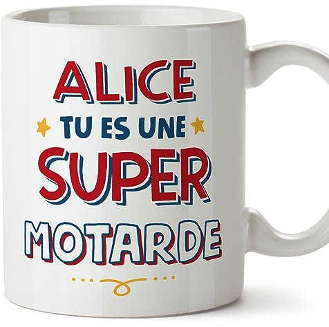 Mugffins Tasses Personnalisables pour MOTARDE femme - En Français - Cadeau Personalisé- Tu es Super - 11 oz / 330 ml