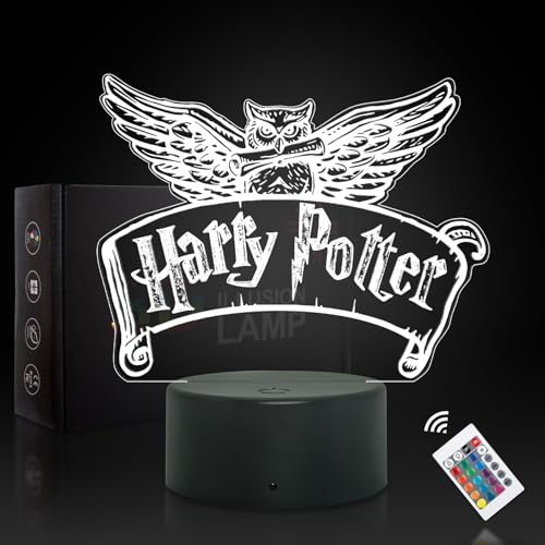 WYDCAA Harry 3D Illusion Potter Lampe 16 Farben LED Acryl RGB Touch-Nachtlicht, Junge und Mädchen Nachttischlampe, Kinderzimmer Dekoration, Potter Geschenke für Filmfans