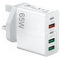 USB C Charger Plug,65W 5-Port Fast Charger Plug 20W PD Power Adapter QC 3.0 Wall Charger for Samsung Galaxy, Huawei, Tablet (White)