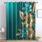 THYUNQ Vorhänge Türkis Gold Blumen Motiv, Vorhang Blickdicht Verdunklungsvorhänge Thermovorhang mit Ösen, Gardinen Wohnzimmer Schlafzimmer Fenster, 2er Set Curtains, H 300 x B 140 cm