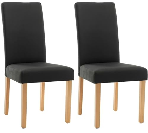 Primal Internet GmbH Premium Esszimmerstühle 2er Set dunkelgrau | Stühle für Esszimmer aus Echtholz Massivholz | Polsterstuhl modern | Küchenstühle Wohnzimmerstühle Holz gepolstert
