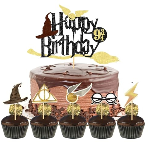 33 Stück Kuchen Deko,Glitter Cupcake Topper,Cartoon Anime Happy Birthday Deko,Partydekorationen für Anime Theme Party für Kinder Mädchen Junge