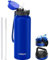 GOPPUS 1.2L/40oz Borraccia Inossidabile con Cannuccia Borraccia per Acqua Termica Fredda Borracce in Acciaio Doppia Parete Borracce Isolate Tenuta Stagna Borraccia per Adulti Flip Top con 3 Coperchi