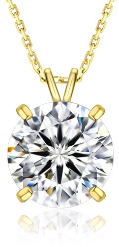 KRKC&CO Moissanite Halskette Damen Silber 925 mit Anhänger, 3 CT Moissanit Diamant, VVS1 Reinheit D Farbe, Goldkette Länge verstellbar 45+5cm, mit Geschenkbox, Geschenk für Frauen Freundin Mama