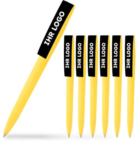 Cimpress Personalisierte Kugelschreiber - Individuell bedruckt mit Logo oder Bild - Ideal für Veranstaltungen, Schulen oder den geschäftlichen Einsatz - Gelb 100 Stück