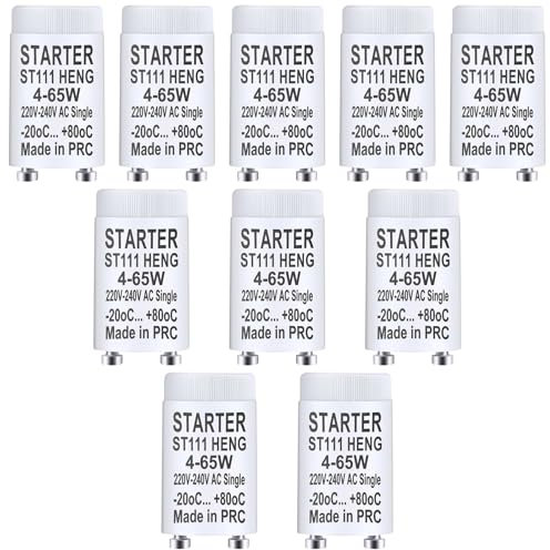 10 Stück Starter Leuchtstoffröhre ST111 4-65W 220-240V Leuchtstoff Röhrenlampe Starter Langes Leben Starter für Leuchtstofflampen Fuoreszierendes Licht Einzelschaltung von Leuchtstoffröhren