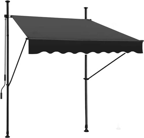 Auvent rétractable manuel – 198,1 cm – Tente d'extérieur pour porche, porte extérieure, chapiteau, pergola, noir