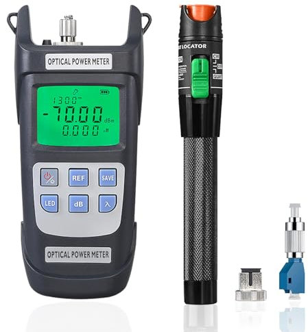 Localizador visual de fallas de 30 MW con medidor de potencia óptica y adaptador monomodo FC a LC de 9/125 μm, kits FTTH 2 en 1, comprobador de fibra óptica VFL con medidor de potencia de fibra OPM
