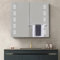 Warmiehomy Bathroom Mirror Cabinets with LED Lights,650x600mm Illuminated Bathroom Mirror Cabinet with Shaver Socket Sensor Switch Demister Pad Dual Door 60 Small Lights