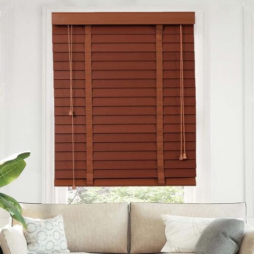 Horizontal Wooden Blinds for Window 50mm Slats Wooden Venetian Blind 50/60/80/90/100/110/120/130/140/150cm Privacy Shades for Inside/Outside Living Room Bedroom Office(130W x 213H cm)