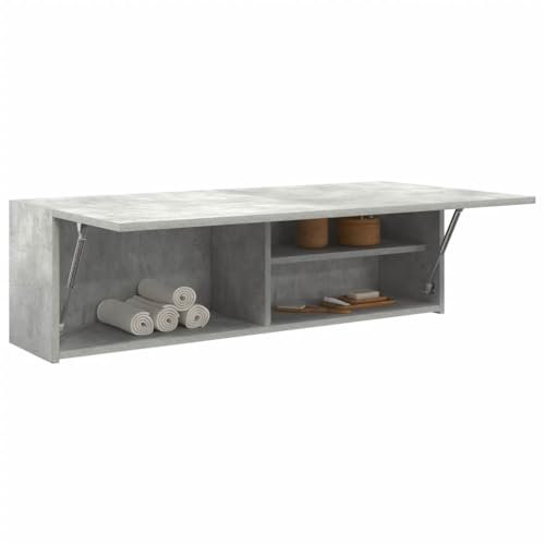 Festnight Armadietto Bagno, Pensile Bagno, Mobiletto Bagno Salvaspazio, Mobile Bagno Sospeso, in Truciolato Grigio Cemento 100x25x30 cm