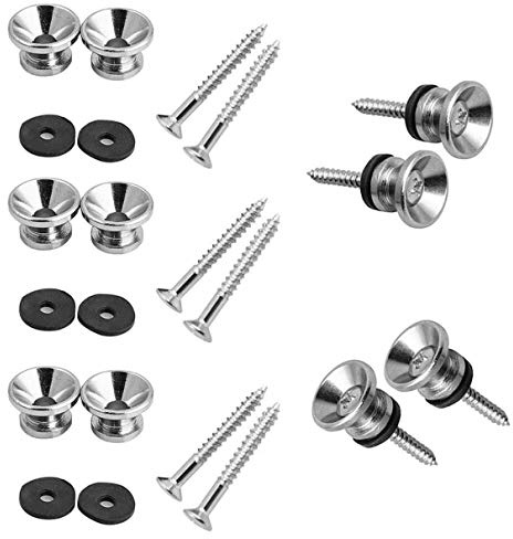 Qusedwey 10Pcs Metal Strap Buttons End Pins with Mounting Screws for Electric Acoustic Guitar,Ukulele