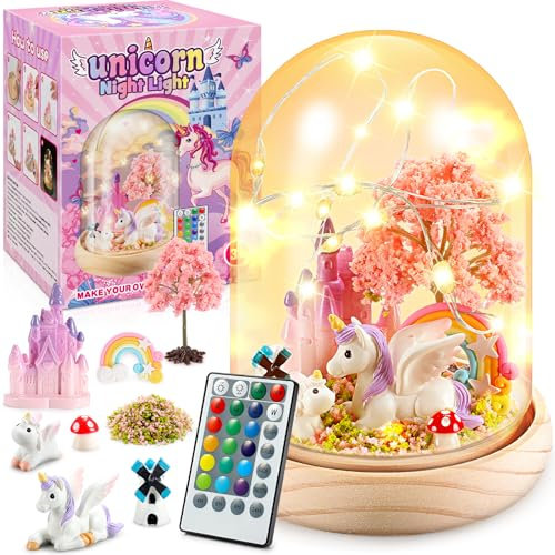 Dislocati DIY Einhorn Nachtlicht Kinder – Einhorn Geschenk für Mädchen 3-10 Jahre – Bastelset Kinder - Licht mit 16 Farben + 4 Modi, Sicherer Timer, Helligkeit einstellbar - Mädchen Spielzeug