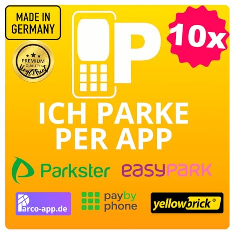 UNIVERSAL 5 in 1 Hinterglasaufkleber – Kompatibel mit EASYPARK Easy Park, Parkster, PayByPhone, Parco, Yellowbrick & Co. | Vignette Sticker Auto Aufkleber (6 x 6 cm) – App-Parken, Made in GERMANY (10)
