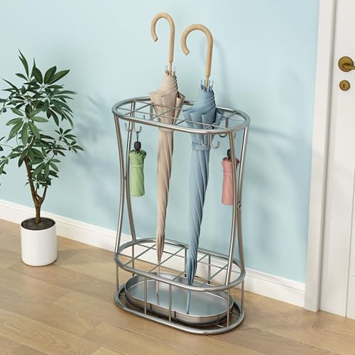 Shakub Regenschirmständer aus Metall mit 8 Haken,Cutout-Design Schirmständer Rechteckig,Schirmhalter für Gehstöcke & Regenschirme für Eingangsbereich Heim- und Bürodekoration