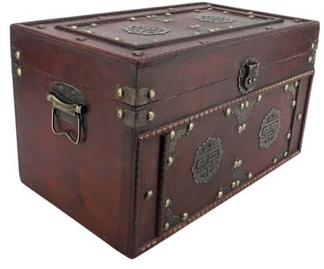 ACOGEDO Scatola di Stoccaggio in Legno Vintage con Decorazione di Fibbia | Organizzatore retrò per Gioielli, Libri e Casa D 閏 o | Costruzione in Compensato con Elementi Design Eleganti