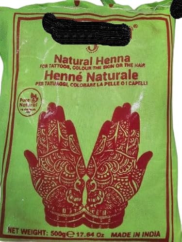 Henné Naturale per Tatuaggi e Colorazione Capelli, 500g, Prodotto in India