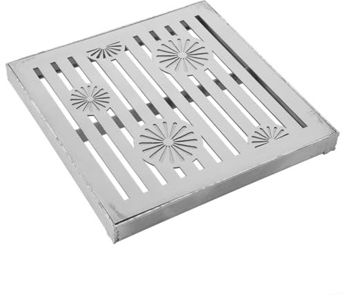 Rejilla de canal exterior hecha de acero inoxidable que garantiza un flujo eficiente de agua de lluvia (200 x 200 x 20 x 2 mm)