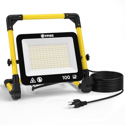 EYPINS Faro da Lavoro 100W 8700 Lumen 3 Temperature Colore Regolabili 3000K/5000K/6500K IP66 Impermeabile Cavo 5 Metri con Interruttore Faretto LED da Cantiere per Officina Riparazioni e Garage