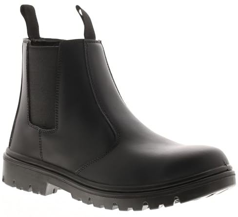 Tradesafe Dealer S1P SRA Steel Toe Chelsea Boots - Slip-On, Puncture-Resistant Midsole & Non-Slip Sole, 200J Steel Toe Caps for Ultimate Protection Black 6 UK
