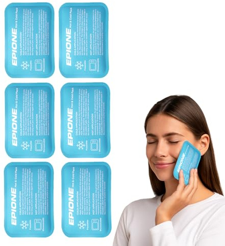 Boston Tech EPIONE Mini Bolsas de Gel Frío y Calor Reutilizables (6 Uds) | Geles Rectangulares para Dolores, Hinchazón, Ojos Cansados, Muelas, Primeros Auxilios, Niños y Adultos (12,5 x 8 cm)