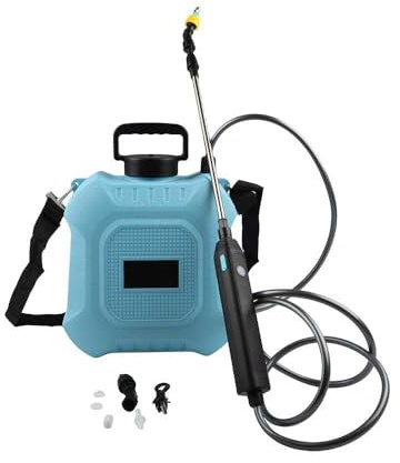 EasyByMall Pulvérisateur électrique de jardin, batterie 5L/8L, rechargeable par USB, avec baguette réglable, 3 buses de brume pour l'entretien des plantes de pelouse
