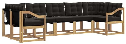 vidaXL Outdoor-Sofagarnitur mit Kissen 7 pcs Weiß und Schwarz, Moderne Gartenlounge, robuster Sofa, eleganter Patio, stylische Möbel für gemütliches Sitzen im Freien