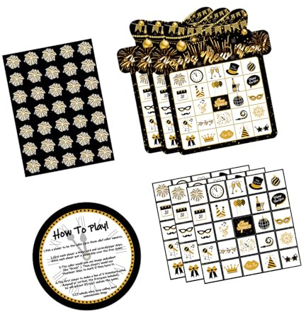 WLNEXT Bingo Spielset mit 38 dicken Papierkarten, ideal für Weihnachts und Neujahrspartys, Desktop Spielkarten, Kartenset