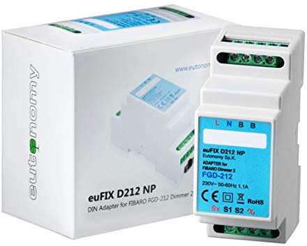 Eutonomy Adapter euFIX für die DIN-Schiene für FIBARO Dimmer 2 ohne Knöpfe, euFIX D212NP