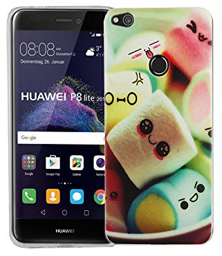 König Design Handyhülle kompatibel mit Huawei P8 Lite 2017 Silikon Case Hülle Sturzsichere Back-Cover Handyhülle - Marshmallows