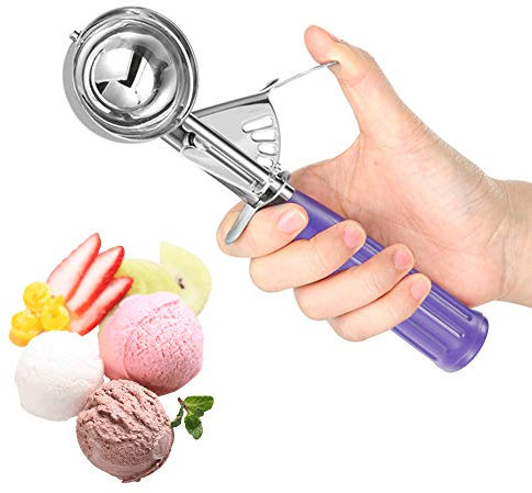 Ice Cream Scoops, Cookie Scoop Melon Baller Scoop with Trigger Release for Fruit, Ice Cream Scoop Stainless Steel Spoon Scoopers (1.5 Tablespoons)
